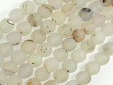 Frosted Matte Agate-White, Gray, 10mm Round Beads-Agate: Round & Faceted-BeadBeyond