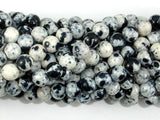 Rain Flower Stone Beads, Black, White, 6mm Round Beads-Gems: Round & Faceted-BeadBeyond