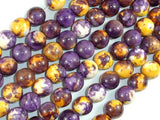 Rain Flower Stone, Purple, Yellow, 10mm Round Beads-Gems: Round & Faceted-BeadBeyond