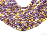 Rain Flower Stone, Purple, Yellow, 10mm Round Beads-Gems: Round & Faceted-BeadBeyond