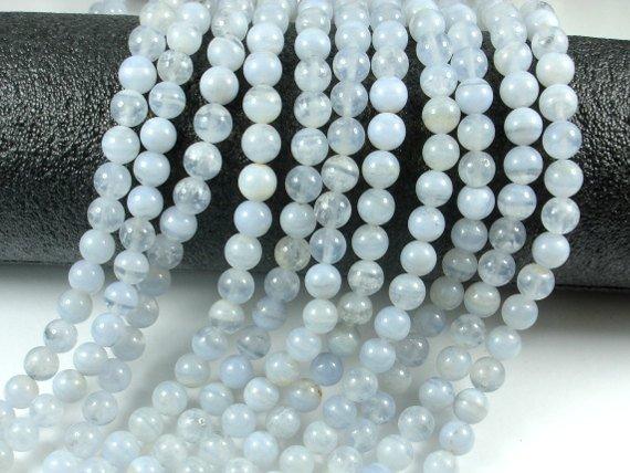 Blue Chalcedony Beads, Blue Lace Agate Beads, Round, 6mm-Gems: Round & Faceted-BeadBeyond