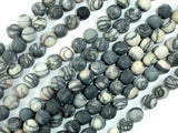 Matte Black Line/ Spider Web Jasper, Silk Stone, 6mm-Gems: Round & Faceted-BeadBeyond