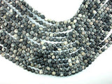Matte Black Line/ Spider Web Jasper, Silk Stone, 6mm-Gems: Round & Faceted-BeadBeyond