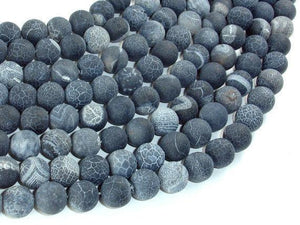 Frosted Matte Agate - Gray, 10mm Round Beads-Agate: Round & Faceted-BeadBeyond