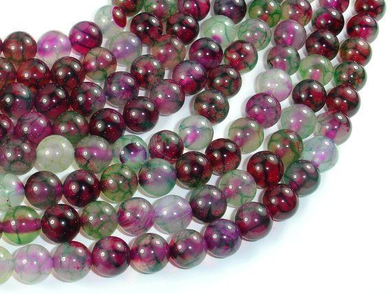 Dragon Vein Agate Beads, Green & Fuchsia, 8mm Round Beads-Agate: Round & Faceted-BeadBeyond