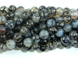 Dragon Vein Agate Beads, Black & White, 8mm Round Beads-Agate: Round & Faceted-BeadBeyond