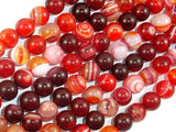 Banded Agate Beads, Red & White, 8mm Round-Agate: Round & Faceted-BeadBeyond