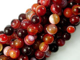 Banded Agate Beads, Red & White, 8mm Round-Agate: Round & Faceted-BeadBeyond