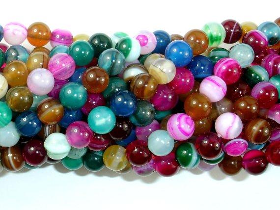 Banded Agate Beads, Striped Agate, Multi Colored, 6mm Round-Agate: Round & Faceted-BeadBeyond