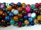 Banded Agate Beads, Striped Agate, Multi Colored, 8mm Round Beads-Agate: Round & Faceted-BeadBeyond