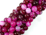 Banded Agate Beads, Striped Agate, Fuchsia, 10mm Round Beads-Agate: Round & Faceted-BeadBeyond