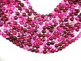 Banded Agate Beads, Striped Agate, Fuchsia, 10mm Round Beads-Agate: Round & Faceted-BeadBeyond