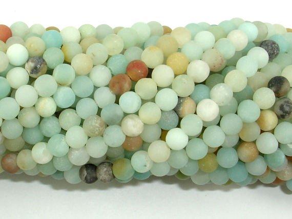 Matte Amazonite Beads, 4mm Round Beads,-Gems: Round & Faceted-BeadBeyond