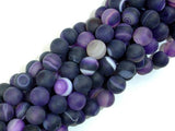 Matte Banded Agate Beads, Purple, 8mm Round Beads-Agate: Round & Faceted-BeadBeyond