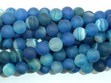Matte Banded Agate Beads, Blue, 8mm Round Beads-Agate: Round & Faceted-BeadBeyond