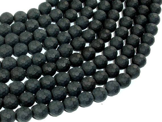 Matte Black Onyx Beads, 8mm Faceted Round-Gems: Round & Faceted-BeadBeyond