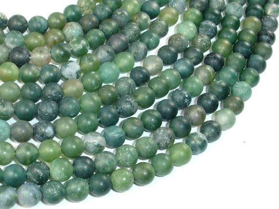 Matte Moss Agate Beads, 6mm Round Beads-Gems: Round & Faceted-BeadBeyond