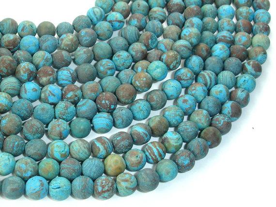 Matte Blue Calsilica Jasper Beads, 6mm, Round Beads-Gems: Round & Faceted-BeadBeyond
