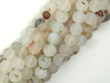 Frosted Matte Agate-White, Gray, 8mm Round Beads-Agate: Round & Faceted-BeadBeyond
