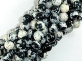 Rain Flower Stone, Round Beads, Black, White, 10mm-Gems: Round & Faceted-BeadBeyond