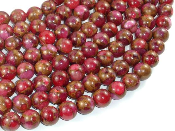 Mosaic Stone Beads, Red, 10mm Round Beads-Gems: Round & Faceted-BeadBeyond