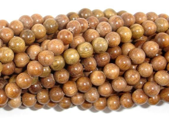 Green Sandalwood Beads, 6mm Round Beads-Wood-BeadBeyond