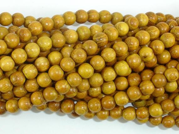 Yellow Wood Beads, Nangka Wood Beads, 6mm(5.8mm) Round Beads, 23 Inch-Wood-BeadBeyond