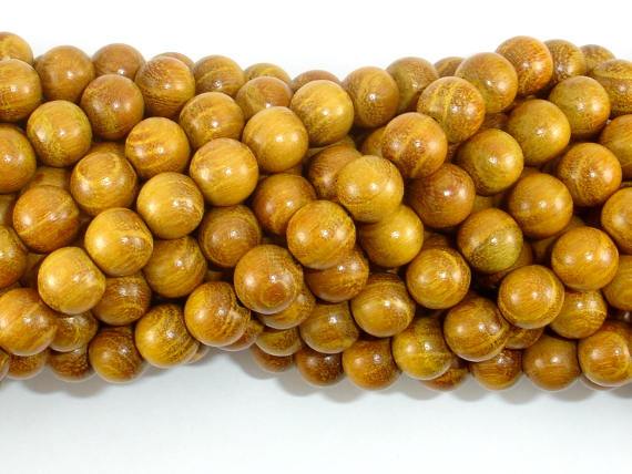 Yellow Wood Beads, Nangka Wood Beads, 8mm(7.8mm) Round Beads, 32 Inch-Wood-BeadBeyond