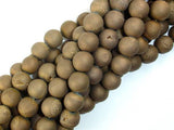 Druzy Agate Beads, Geode Beads, Matte Golden Brown, 10mm-Agate: Round & Faceted-BeadBeyond