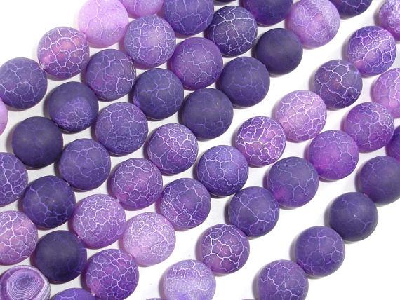 Frosted Matte Agate Beads, Purple, 10mm Round Beads-Gems: Round & Faceted-BeadBeyond
