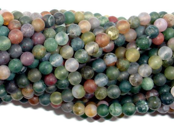 Matte Indian Agate Beads, Fancy Jasper Beads, 4mm-Gems: Round & Faceted-BeadBeyond