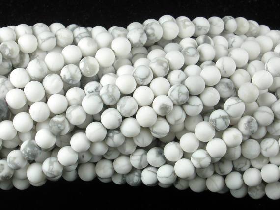 Matte White Howlite Beads, Round, 4mm-Gems: Round & Faceted-BeadBeyond