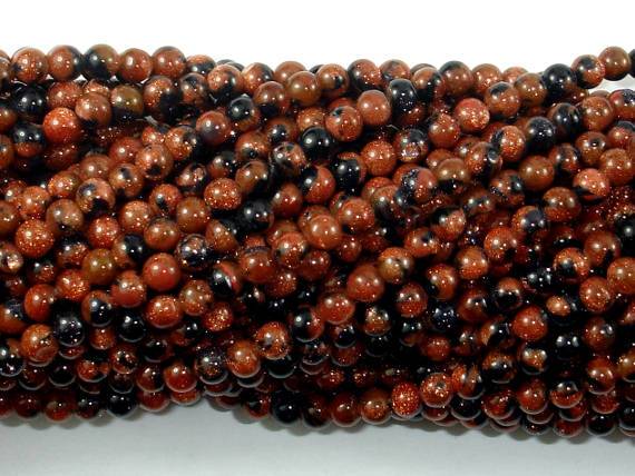 Gold Blue Sand Stone Beads, 4mm Round Beads-Gems: Round & Faceted-BeadBeyond