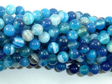 Banded Agate Beads, Striped Agate, Blue, 8mm Round Beads-Agate: Round & Faceted-BeadBeyond