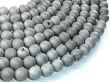 Druzy Agate Beads, Silver Gray Geode Beads, 10mm Round Beads-Agate: Round & Faceted-BeadBeyond