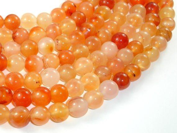 Carnelian Beads, Orange, 10mm Round Beads-Agate: Round & Faceted-BeadBeyond