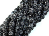 Black Crackle Agate, 8mm (7.8mm) Faceted Round Beads, 14 Inch-Agate: Round & Faceted-BeadBeyond