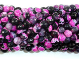 Agate Beads, Pink & Black, 6mm(6.3mm) Faceted Round Beads, 15 Inch-Agate: Round & Faceted-BeadBeyond