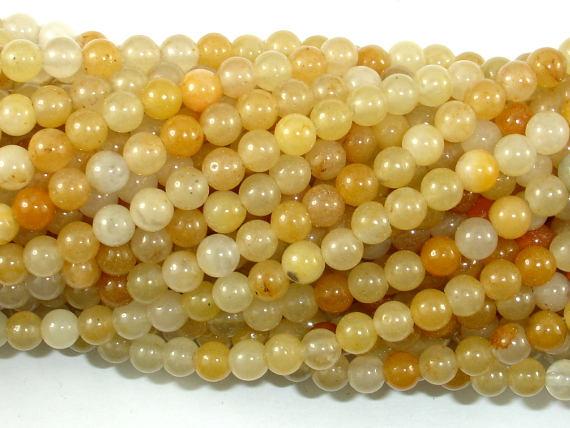 Yellow Aventurine Beads, 4mm(4.5mm) Round Beads-Gems: Round & Faceted-BeadBeyond