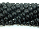 Matte Black Onyx Beads, 8mm Round Beads-with polished line-Gems: Round & Faceted-BeadBeyond