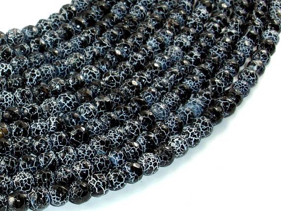 Black Crackle Agate, 6mm Faceted Round Beads, 13 Inch-Agate: Round & Faceted-BeadBeyond