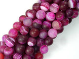 Matte Banded Agate Beads, Fuchsia Agate, 10mm(10.4mm) Round-Agate: Round & Faceted-BeadBeyond