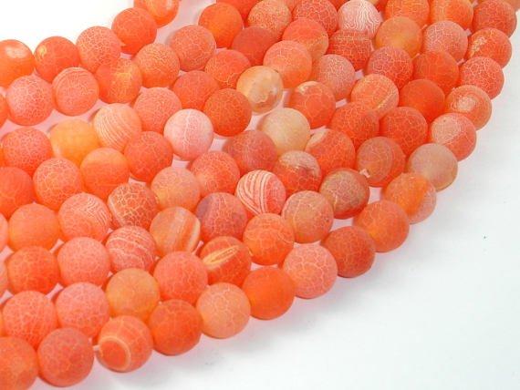 Frosted Matte Agate- Orange, 8mm Round Beads-Agate: Round & Faceted-BeadBeyond