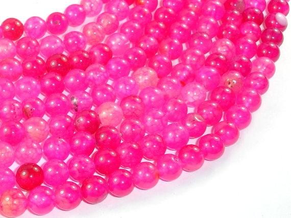 Dragon Vein Agate Beads, Pink, 8mm Round Beads-Agate: Round & Faceted-BeadBeyond