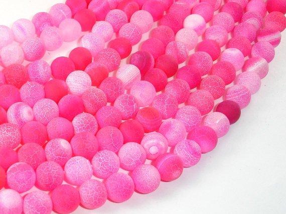 Frosted Matte Agate Beads-Pink, 8mm Round Beads-Agate: Round & Faceted-BeadBeyond