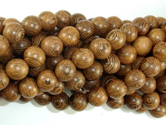Wenge Wood Beads, 10mm Round Beads, 42 Inch-Wood-BeadBeyond