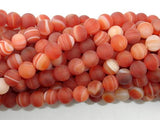 Matte Banded Agate Beads, Red & Orange, 6mm Round Beads-Agate: Round & Faceted-BeadBeyond