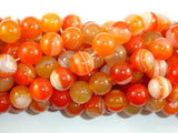 Banded Agate Beads, Orange, 10mm(10.5mm) Round-Agate: Round & Faceted-BeadBeyond