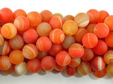 Matte Banded Agate Beads, Orange, 10mm Round Beads-Agate: Round & Faceted-BeadBeyond