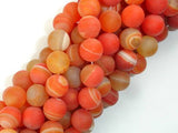 Matte Banded Agate Beads, Orange, 10mm Round Beads-Agate: Round & Faceted-BeadBeyond